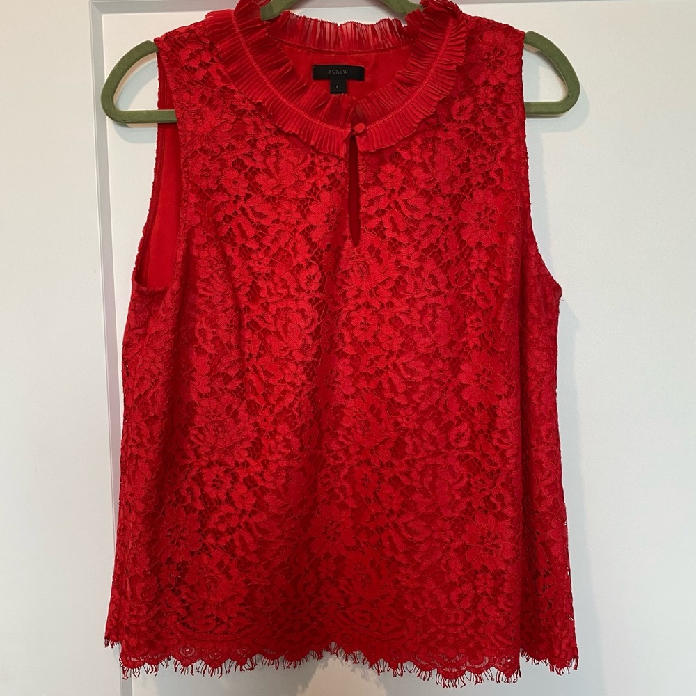 JCrew red lace top